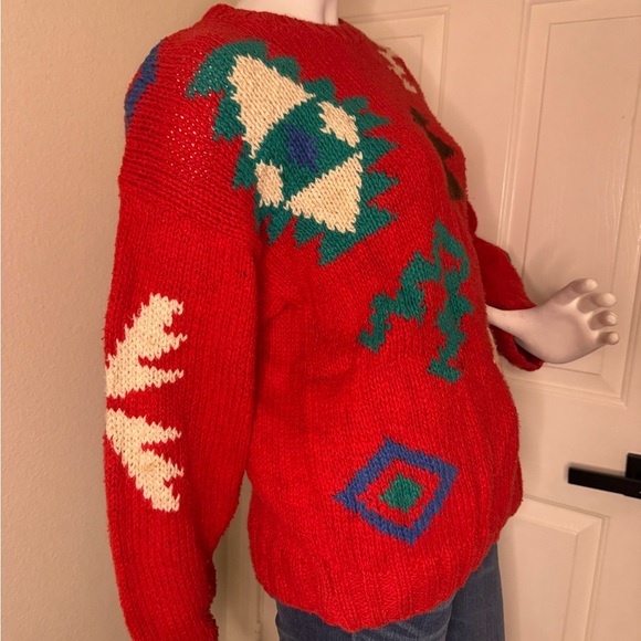 Li 2 Wear vintage Red Patterned Sweater - Picture 2 of 8